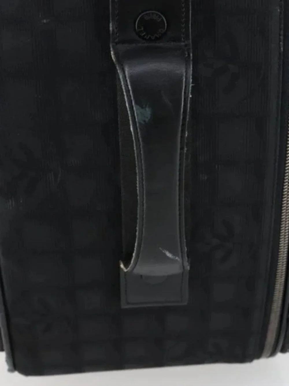 CHANEL New Travel Line Suitcase Nylon Black CC Auth bs31796